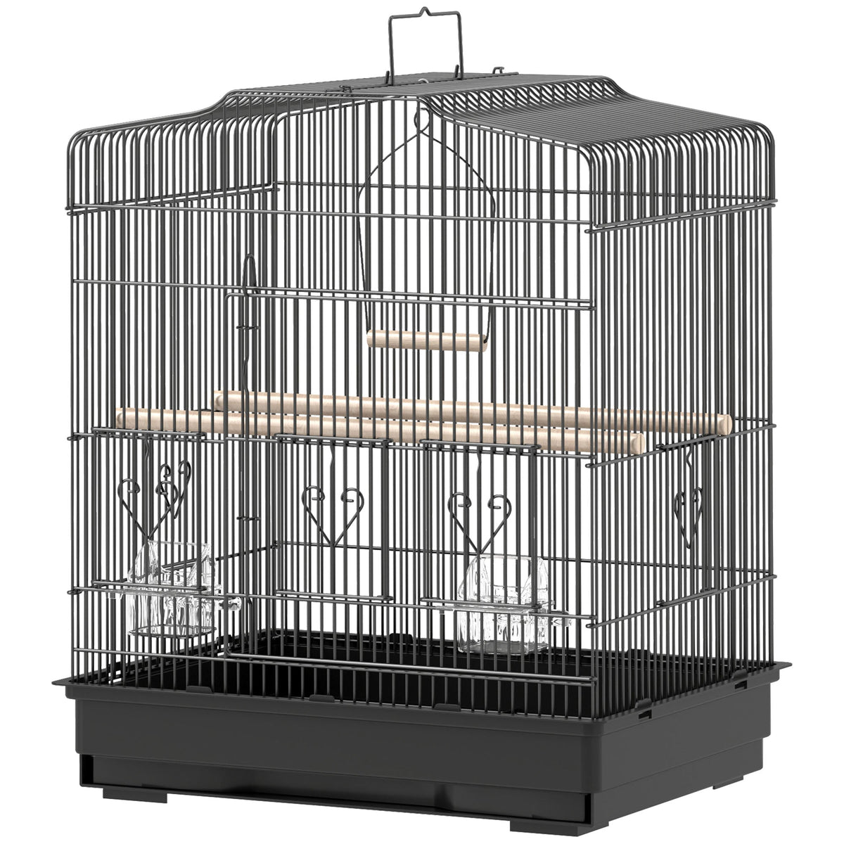 23" Bird Cage, Finches Canaries, Parrot Cage with Doors Perches, 2 Feeder Pet Supplies, Black