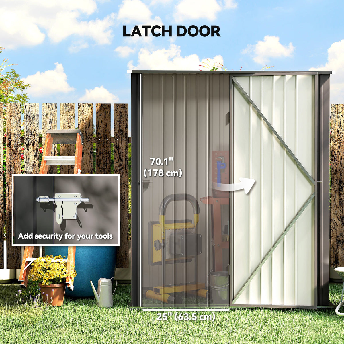 5' x 3' Outdoor Storage Shed, Steel Garden Shed with Single Lockable Door, Tool Storage Shed for Backyard, Black