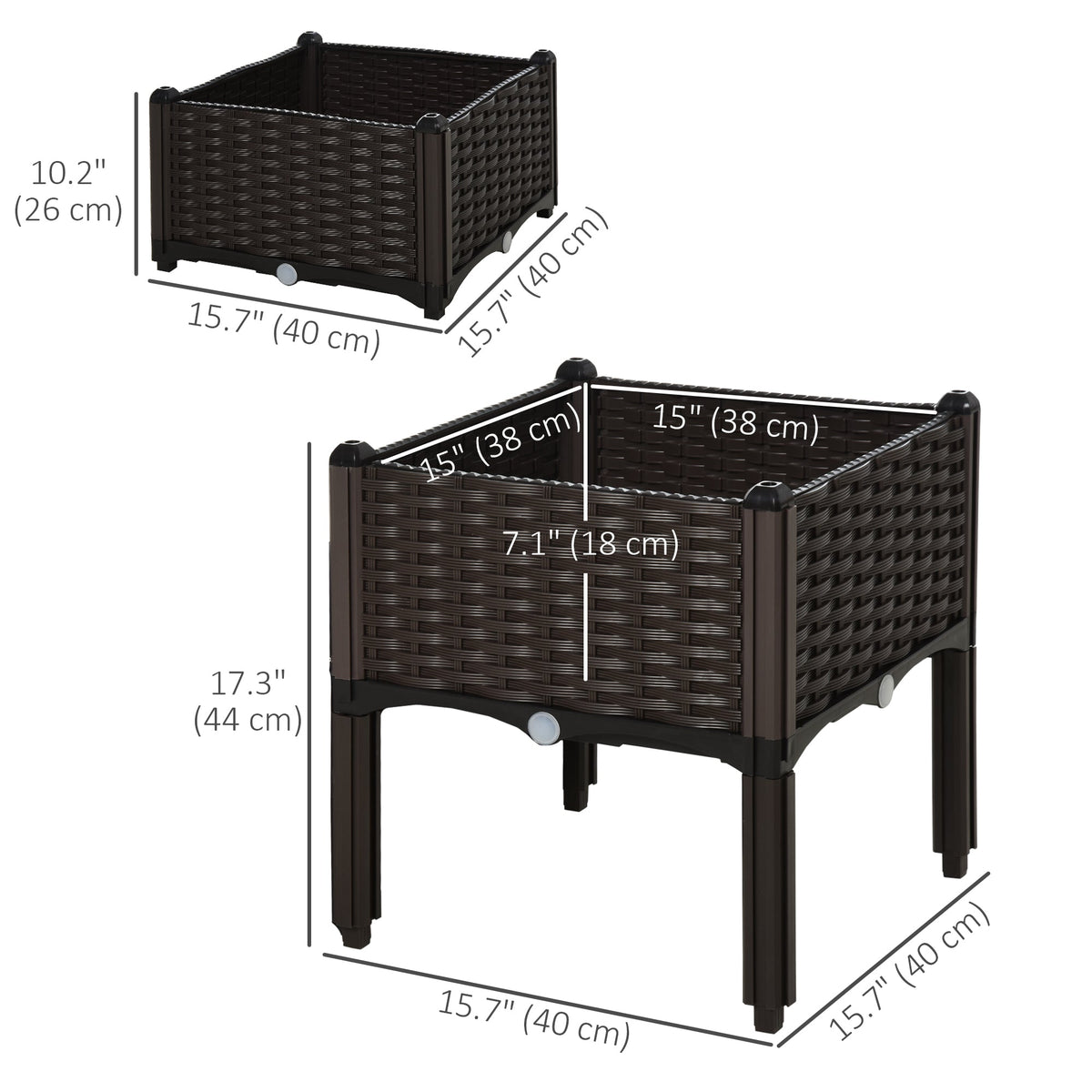 1 Piece Raised Garden Bed PP Raised Flower Bed Vegetable Herb Grow Box Stand Brown