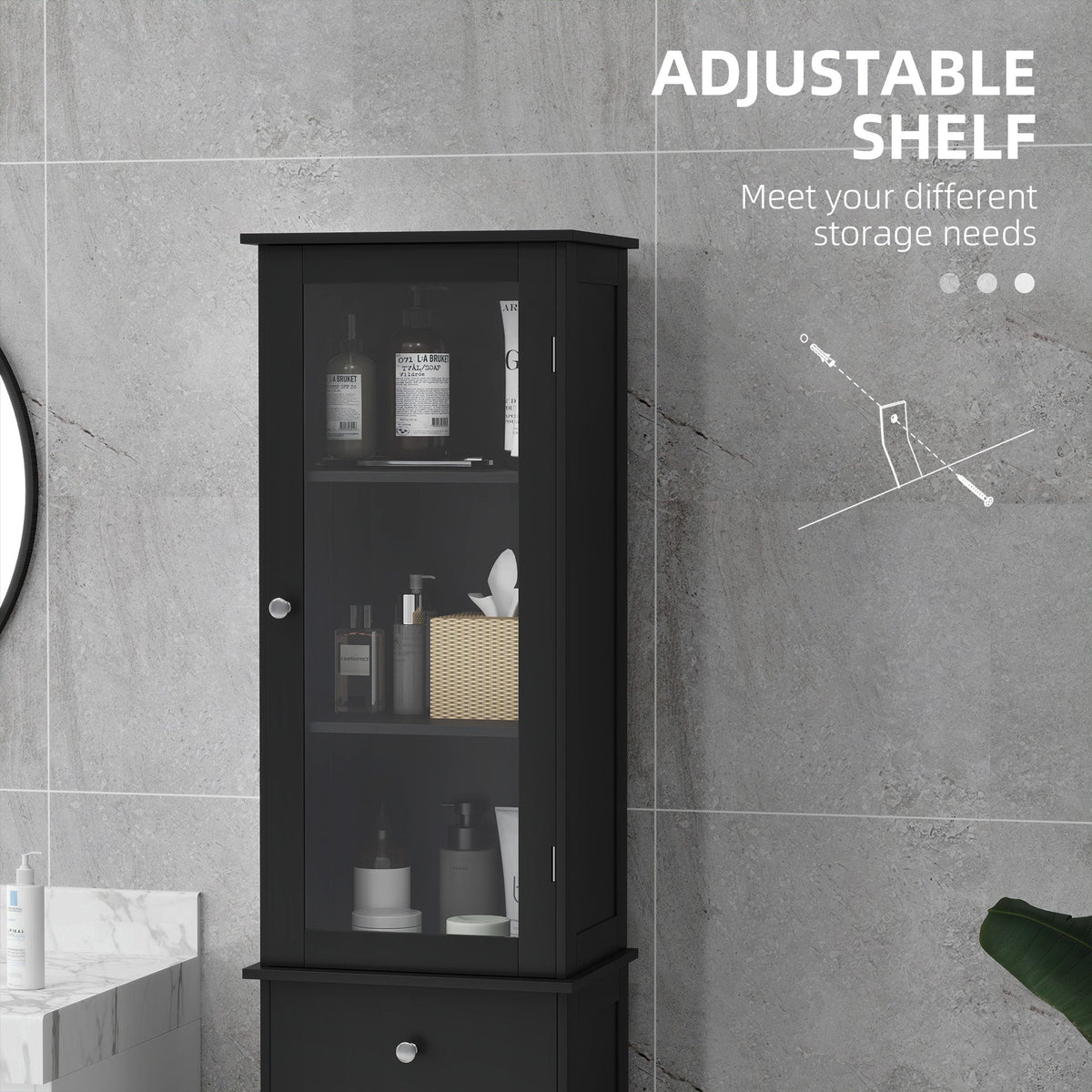 Tall Bathroom Cabinet, Bathroom Storage Cabinet with Drawers, 2 Doors and Adjustable Shelves, White