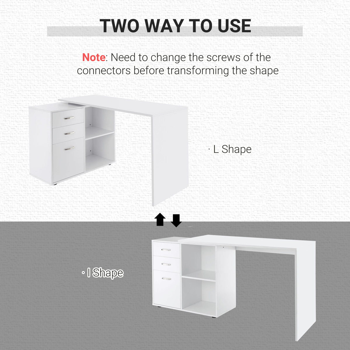 L-Shaped Corner Straight Writing Desk with Storage Shelf, Drawer, Home Office PC Table Computer Workstation, Black