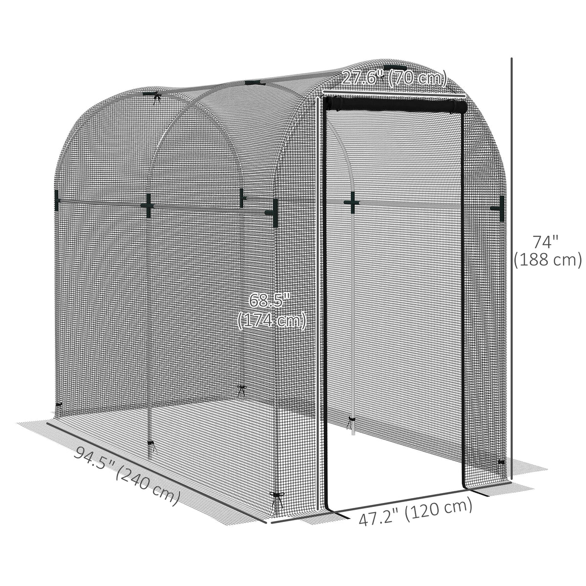 Galvanized Steel Crop Cage, Plant Protection Tent with Zippered Door, 4' x 4', Black