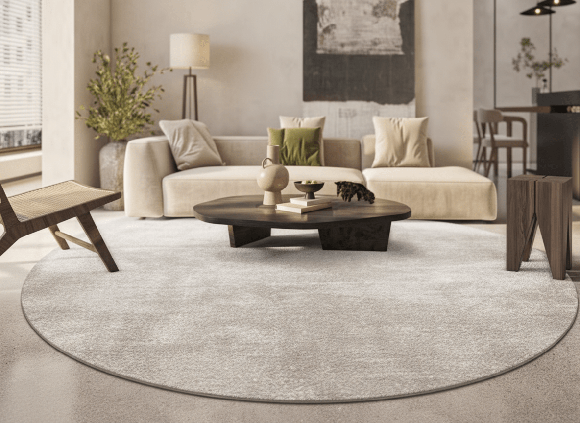 Wabi-Sabi Natural Tone Circular Wool Carpet