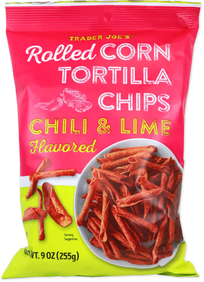 Trader Joe's Chili & Lime Flavoured Rolled Corn Tortilla Chips, 255g