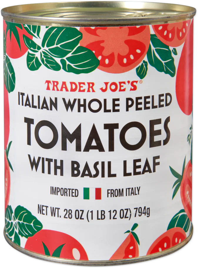 Trader Joe's Italian Whole Peeled Tomatoes with Basil Leaf, 794g