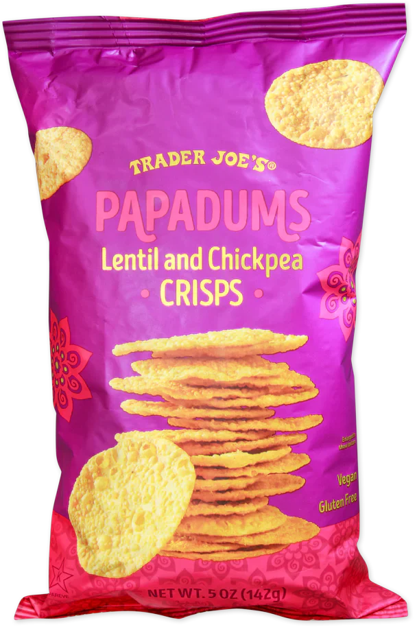 Trader Joe's Papadums Lentil and Chickpea Crisps, 142g