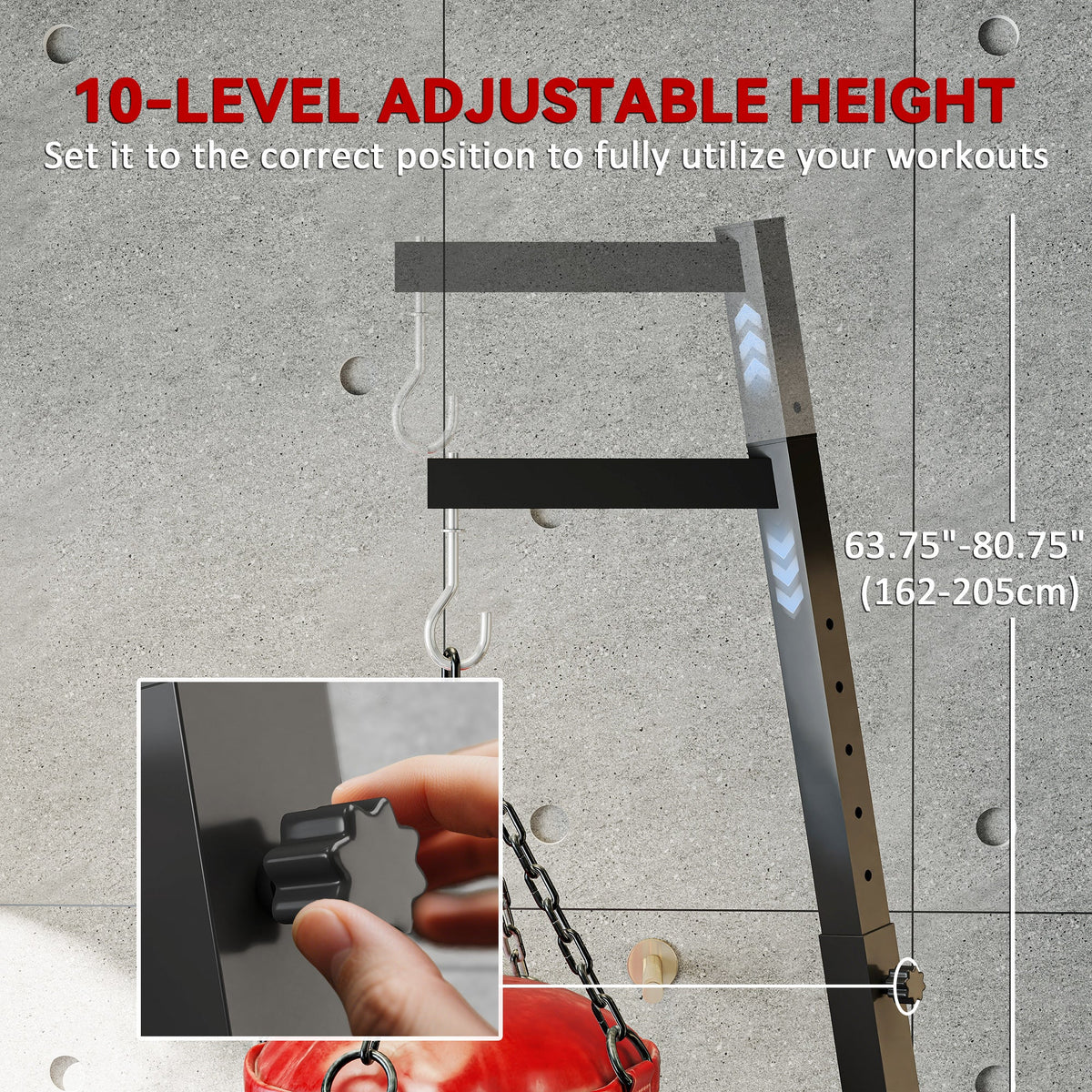 Foldable Punch Bag Stand, Adjustable Height Heavy Bag Stand with Weighted Base, Freestanding for Home Gym, Stand Only