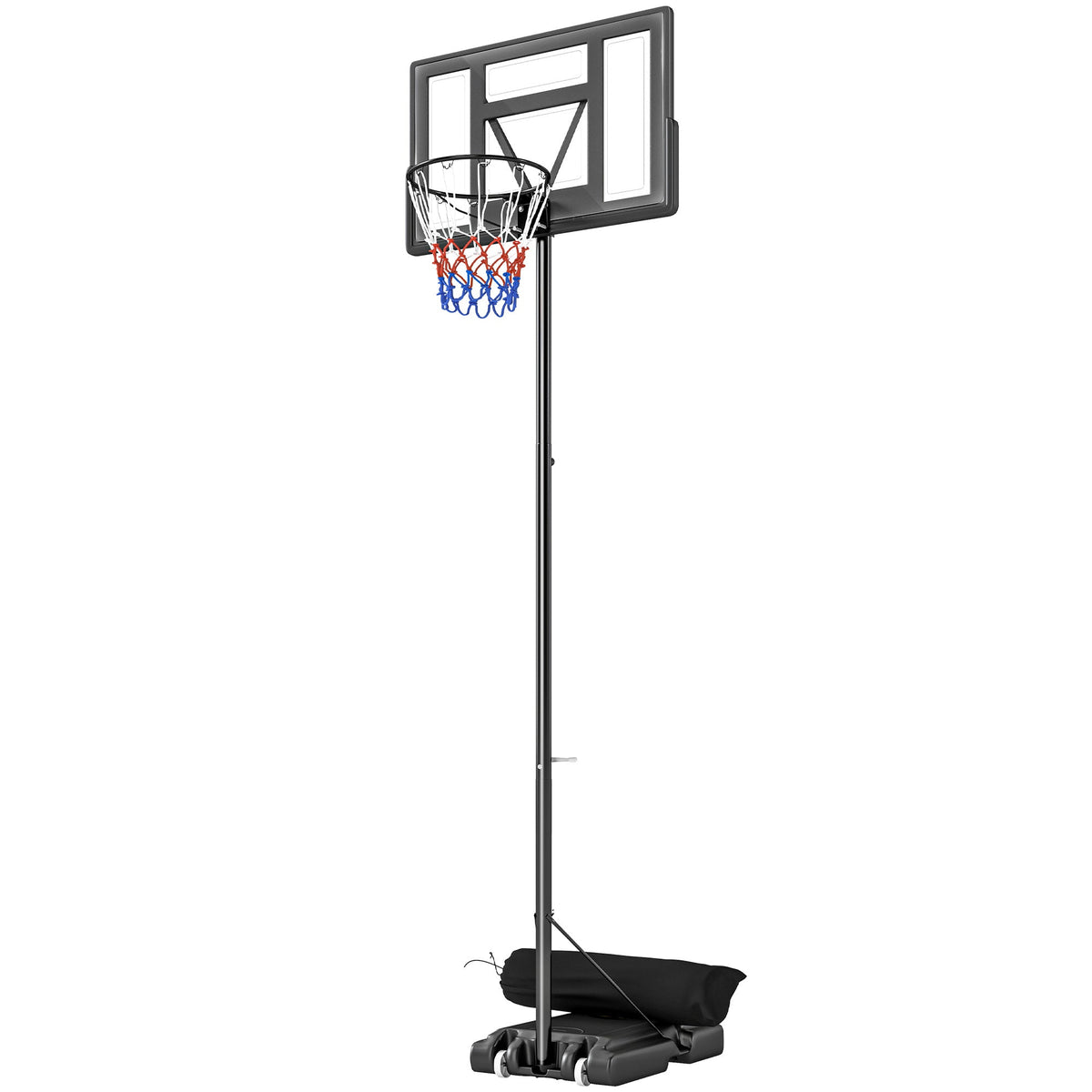 Basketball Hoop Stand Outdoor, 4.4–10 ft Single Hand Rotation Adjustable with Shatterproof Backboard & Weight Bag