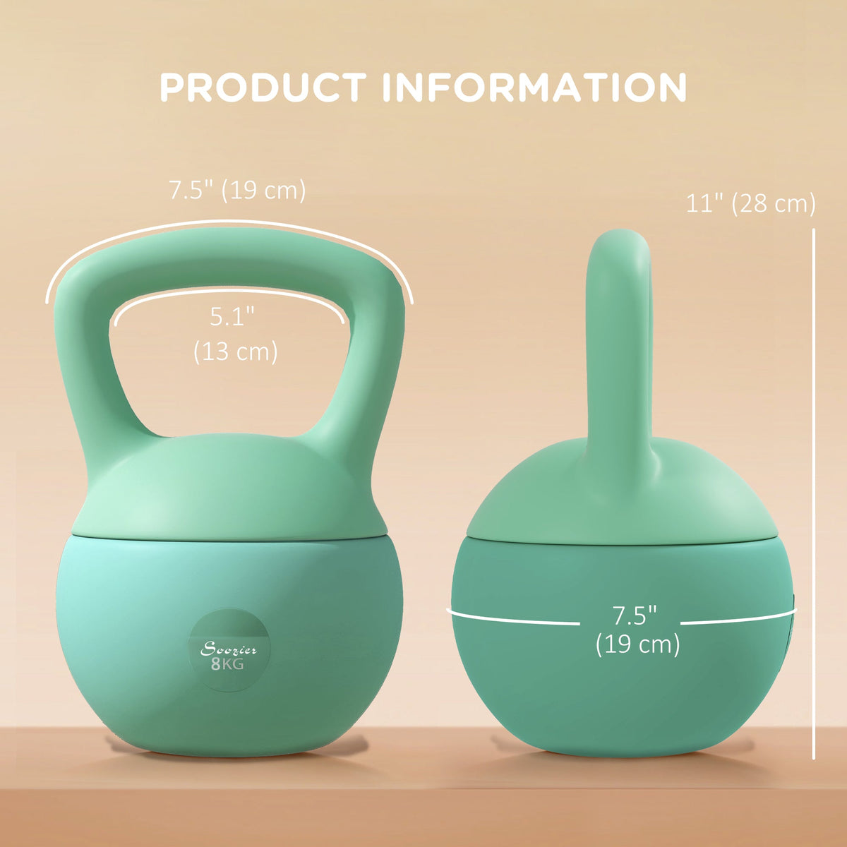 18 lb Soft Kettlebell, Sand Filled Weight w/ Grip Handle, Kettlebell Weight for Full Body Workout, Green