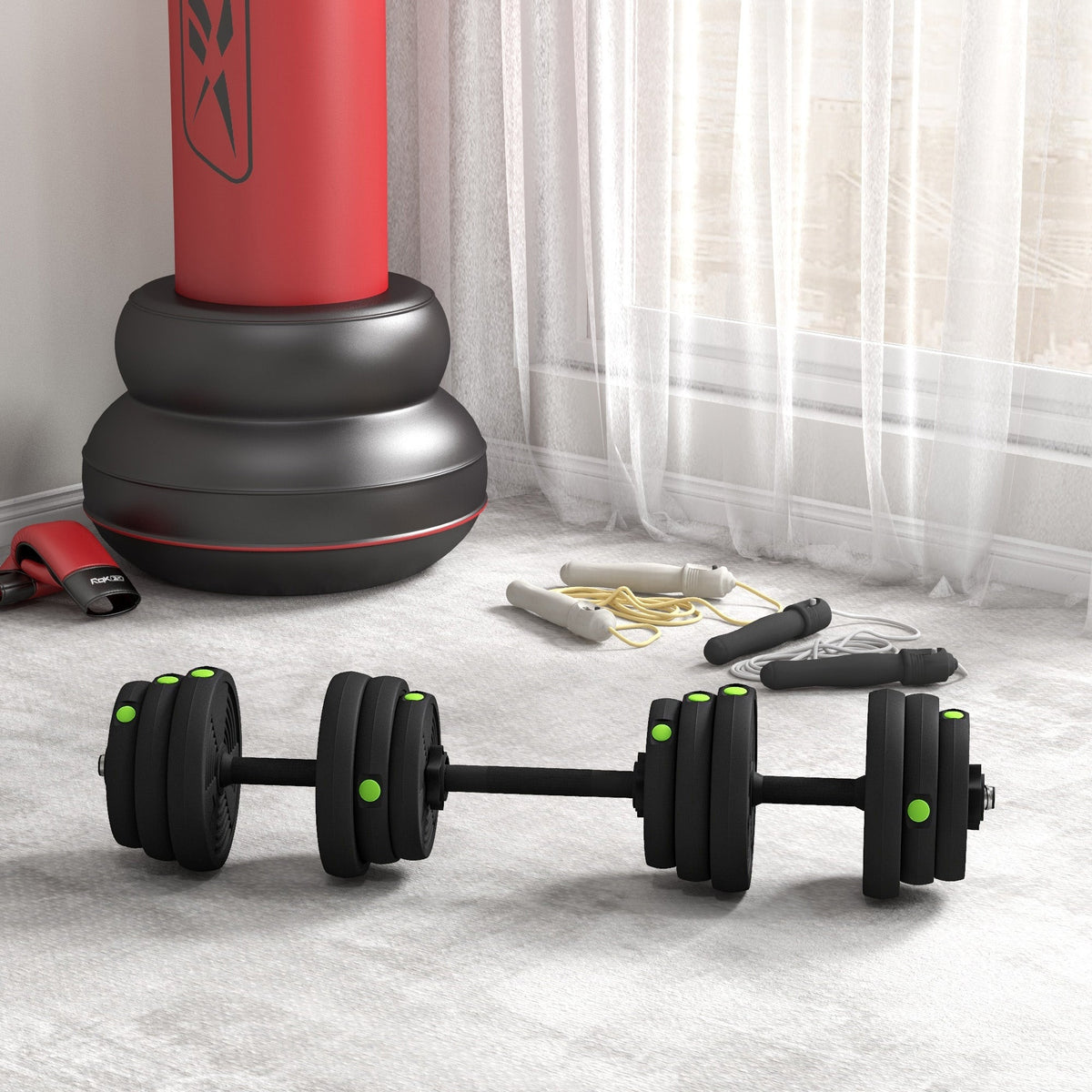 33LBS 2-in-1 Adjustable Barbell & Dumbbells Set, Weights Set with Non-slip Handles for Men and Women Home Gym Training