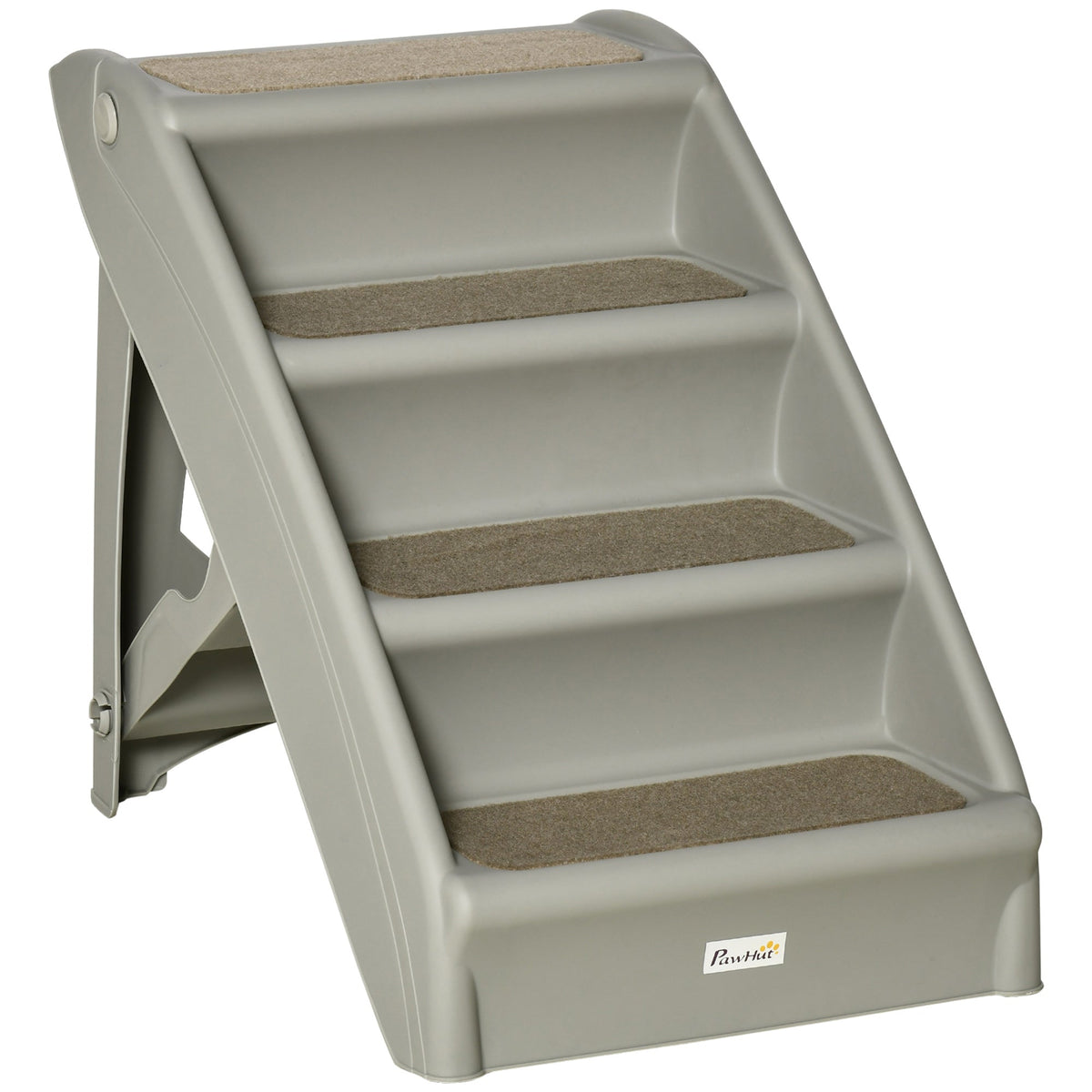 4-Level Portable Dog Stairs, Foldable Dog Steps for Small Dogs, Lightweight Cat Steps, with Nonslip Soft Mats, for High Bed, Sofa, Beige