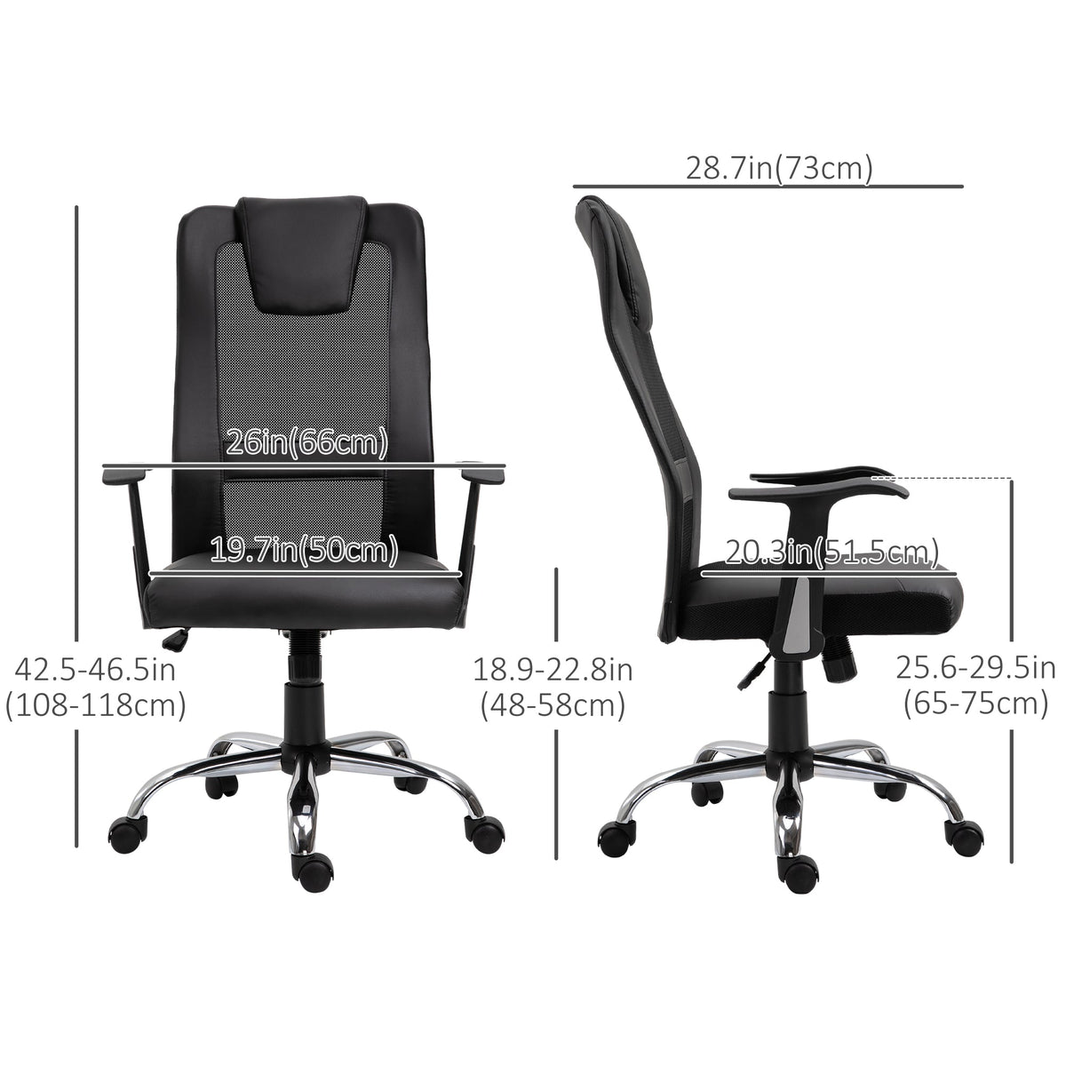 Ergonomic Office Chair with Thick Padded Headrest, Mesh Computer Desk Chair with Tilt Function, Armrest, Black