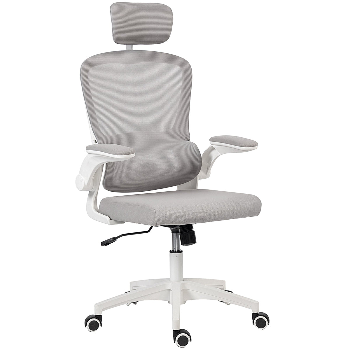 Ergonomic Mesh Office Chair, High Back Desk Chair with Rotatable Headrest, Flip-Up Armrests, Lumbar Support, Black
