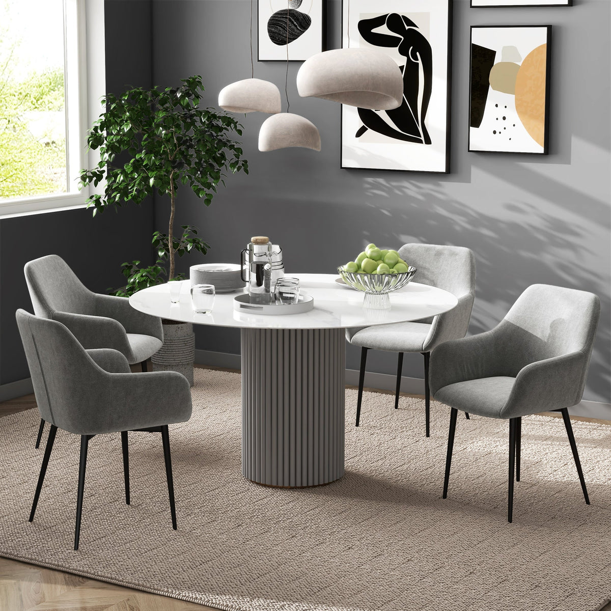 Dining Chairs Set of 2, Velvet-look Fabric Upholstered Kitchen Chairs with Backrest, Armrests and Steel Legs, Cream White