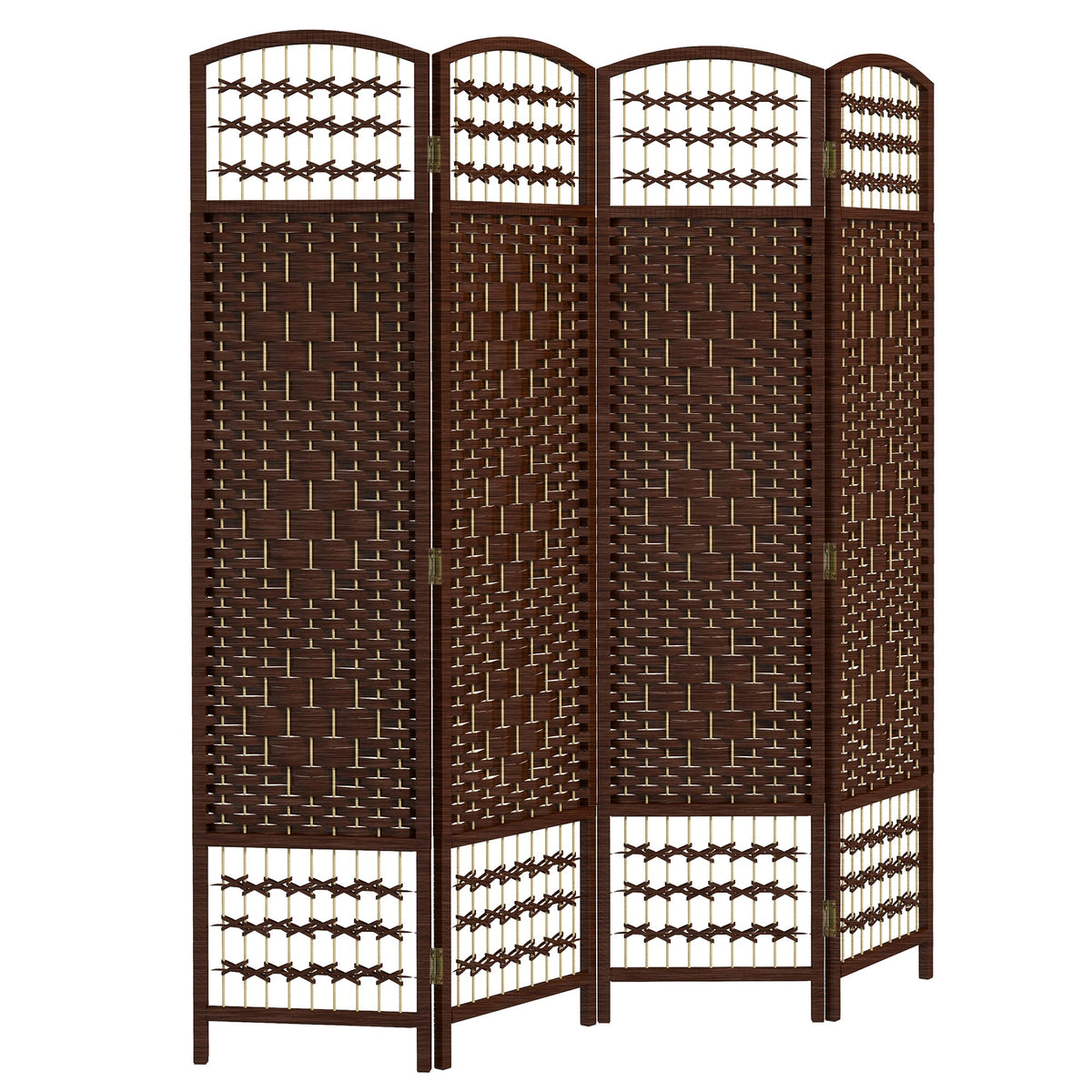 4 Panel Folding Room Divider, Portable Privacy Screen, Wave Fiber Room Partition for Home Office, Black