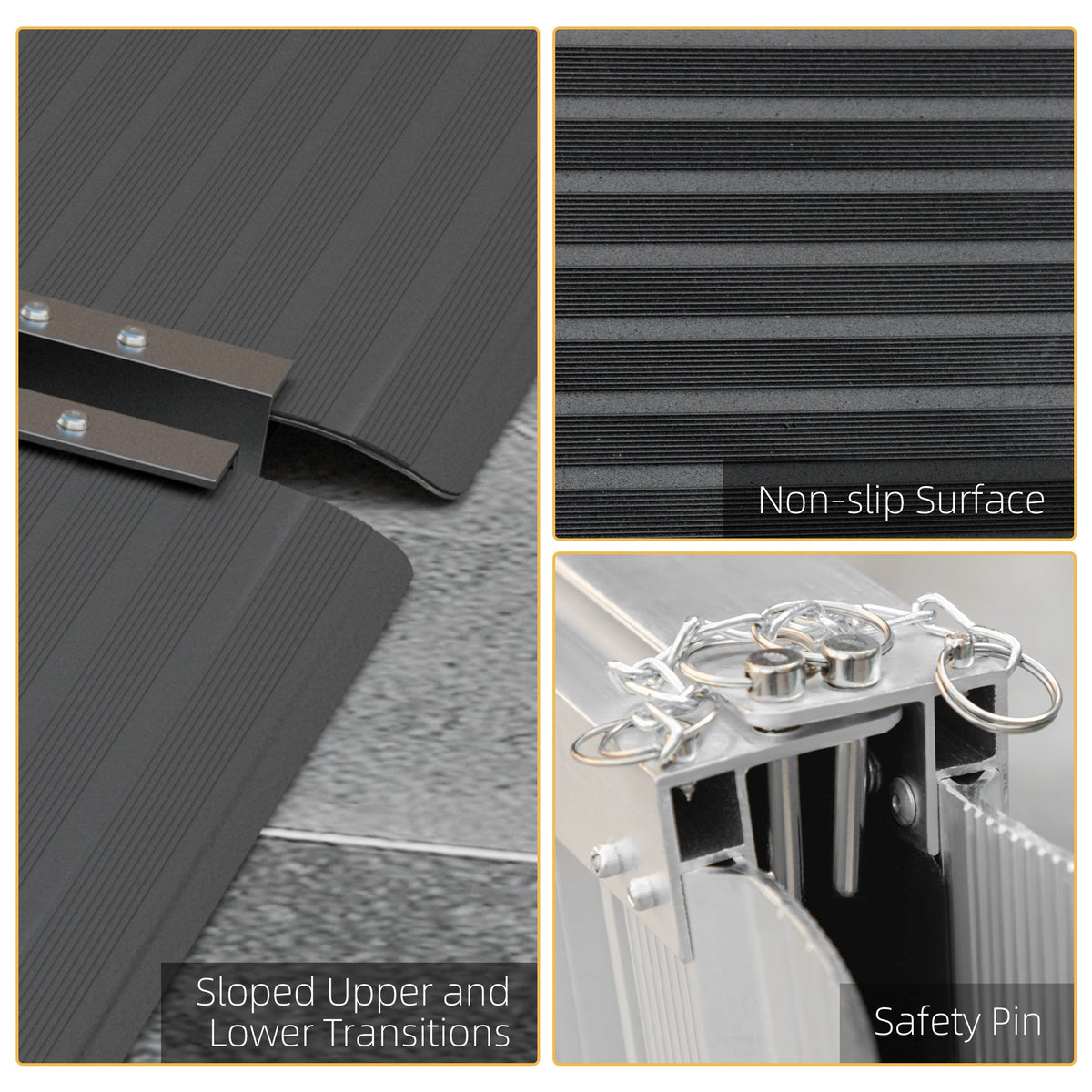 5ft Wheelchair Ramp Scooter Mobility Non-Skid PVC Layering Portable Foldable Aluminium