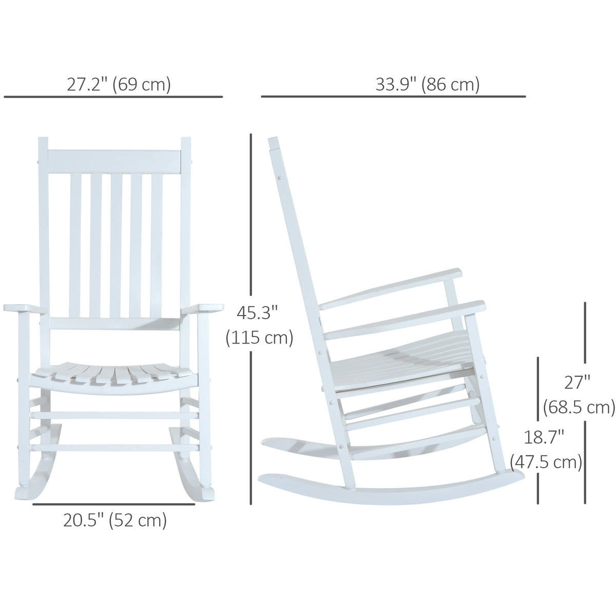 Wooden Porch Rocking Chair Outdoor Patio Rocker Garden Single Leisure Reclining Seat Armchair Natural