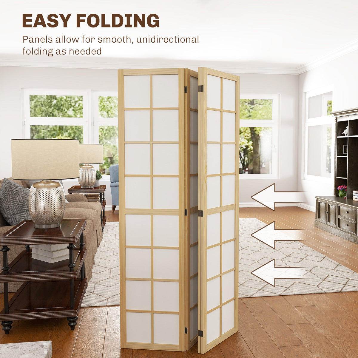 3 Panel Room Divider, 5.6 ft Folding Wall Divider Room Partition for Home Office, Bedroom, Black