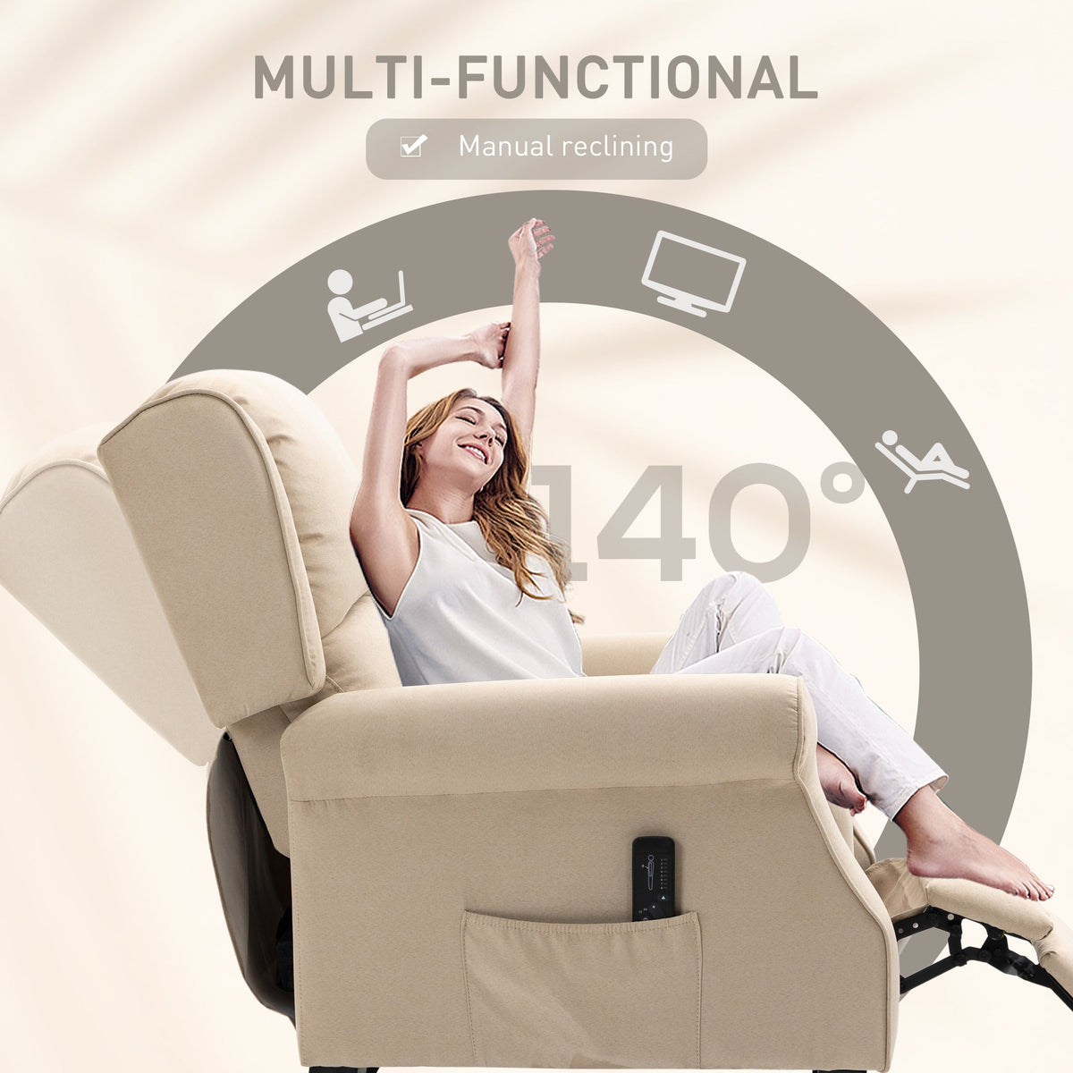 Push Back Recliner Chair, Vibration Massage Recliner for Living Room with Extendable Footrest, Remote, Pocket, Blue