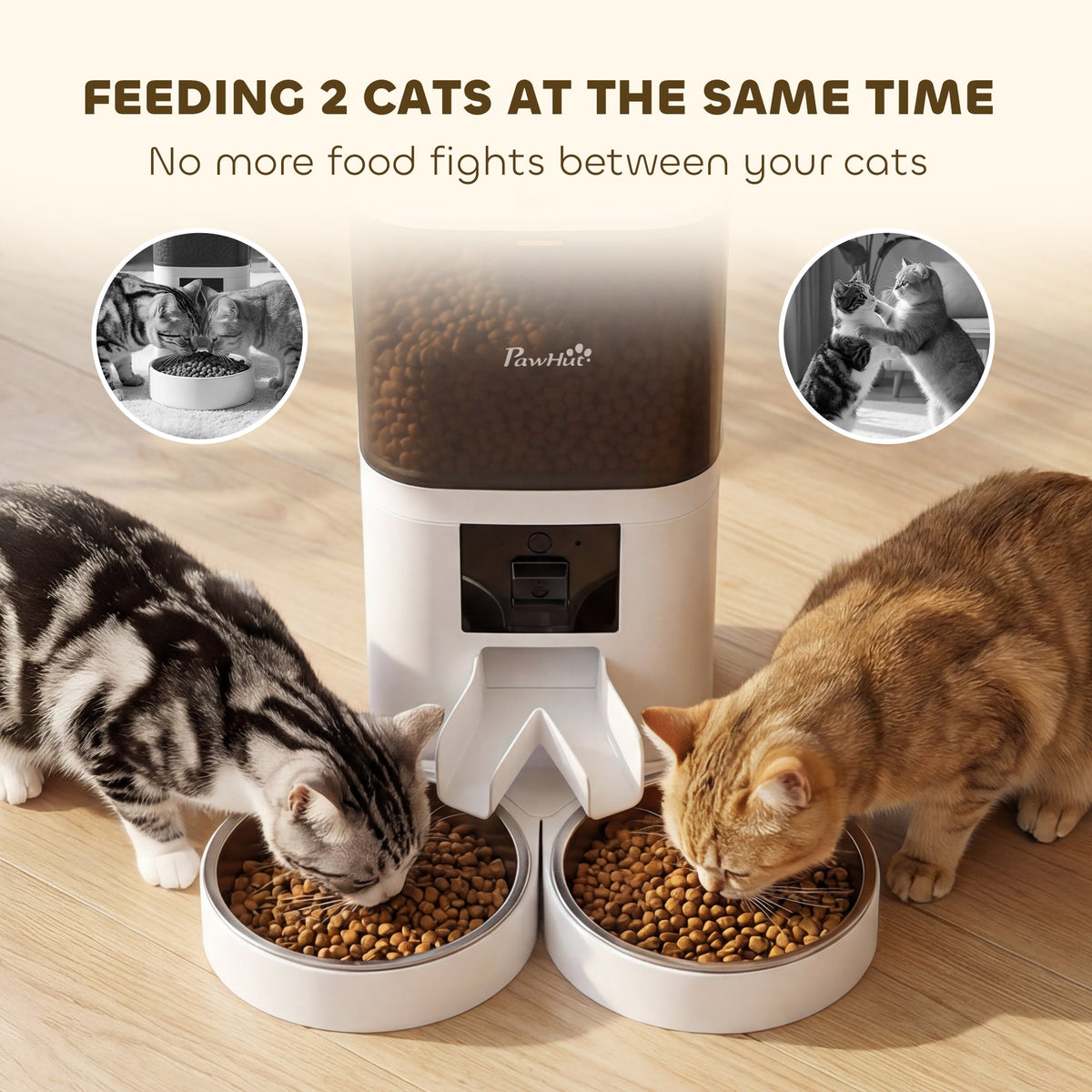 Automatic Cat Feeder for 2 Cats with HD Camera,2.4G & 5G WiFi Pet Food Dispenser 6L APP Control