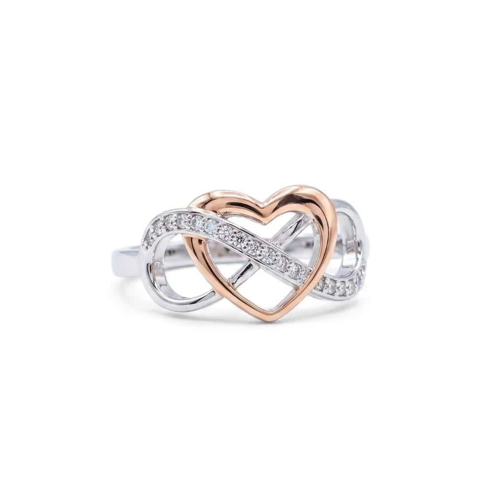 Sterling Silver Rose Gold Infinity Heart Ring