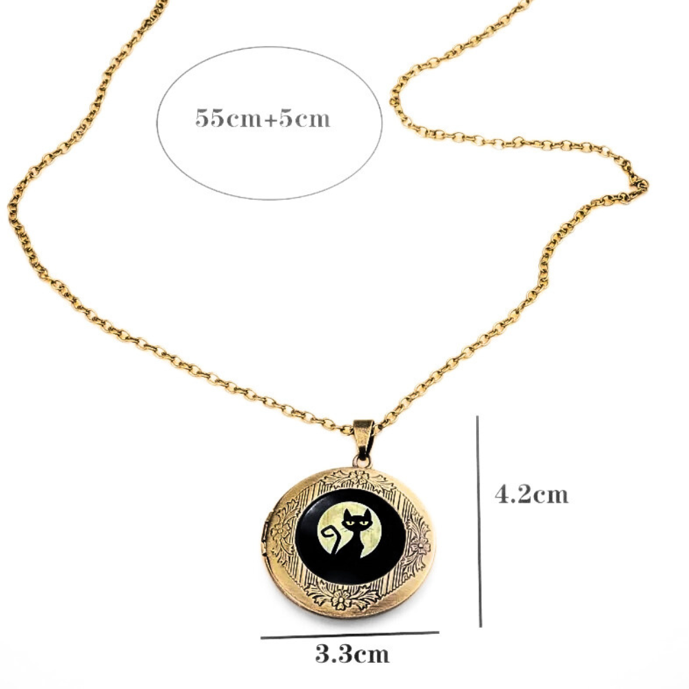 Black Cat Locket Necklace