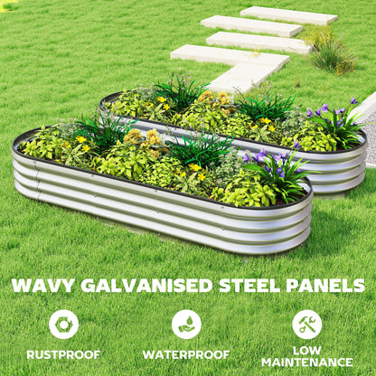 2Pcs Galvanized Raised Garden Bed, 4 x 3 x 1 ft Modular Metal Garden Beds with Rubber Strip Edging, Silver