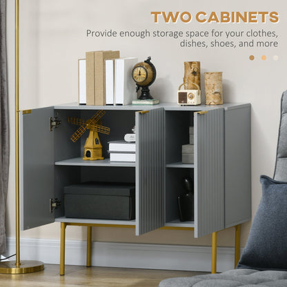 Modern Storage Cabinet Sideboard Buffet Cabinet with Gold Legs for Living Room Dining Room Hallway Black