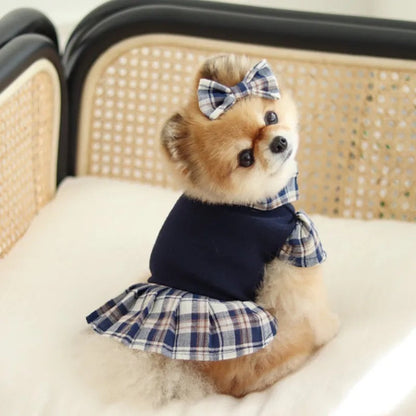 Plaid School Uniform Set | Dog Outfit Set