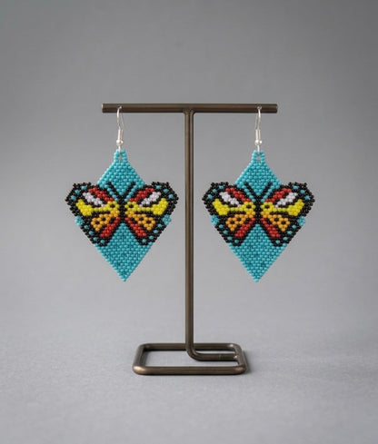 Butterfly Beaded Earrings (Turquoise)