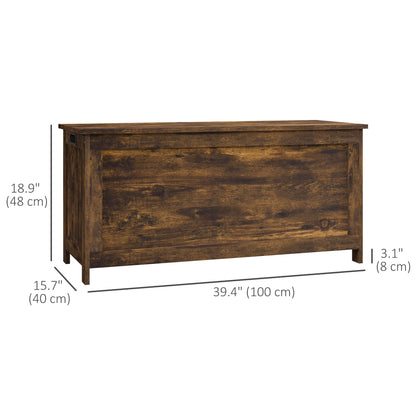 Storage Trunk with 2 Safety Hinges, Modern Entryway Bench with Side Handles, Storage Chest for Living Room, Black