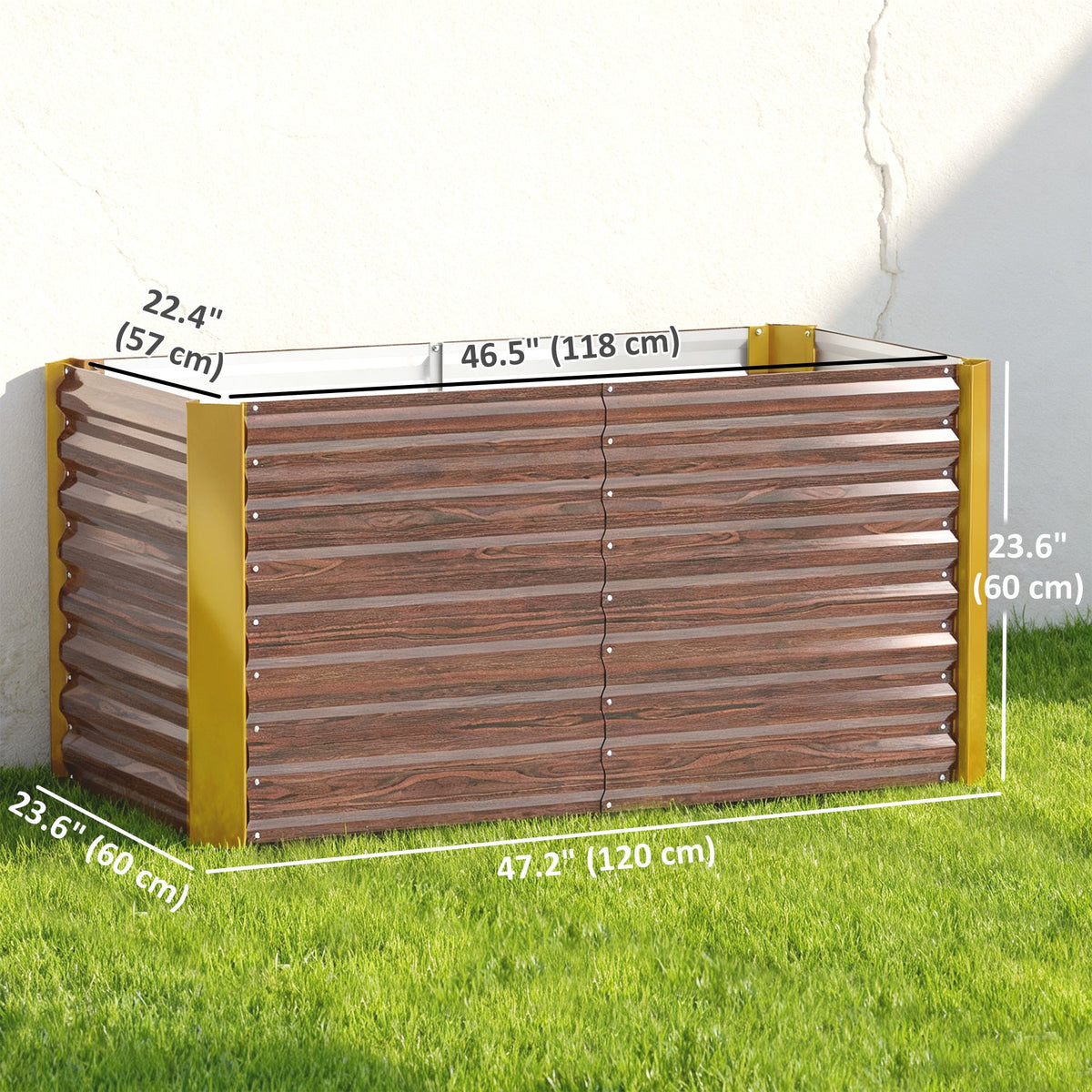 Set of 2 Galvanized Metal Planters for Outdoor Plants, 4' x 2' x 2' Raised Garden Bed, Dark Grey
