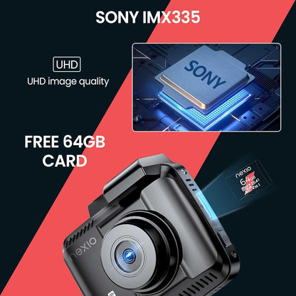 Nexio 4K Front and Rear Dash cam Sony Starvis lense WiFi GPS Builtin 64GB Inc ADAS built-in