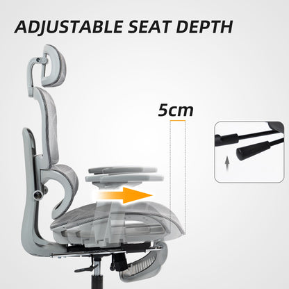 Mesh Office Chair with 3D Armrest, High Back Desk Chair with Lumbar Support, 135° Reclining, Adjustable Headrest, Black