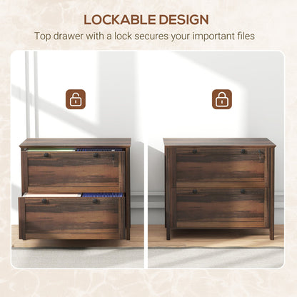 2 Drawer File Cabinet, Lockable Filing Cabinet with Adjustable Hanging Bar for Letter, A4 and Legal Size, Black