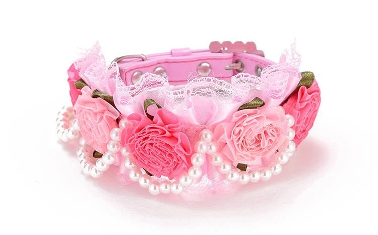 Rosey Pearl Dog Collar | Elegant Jewelry Collar