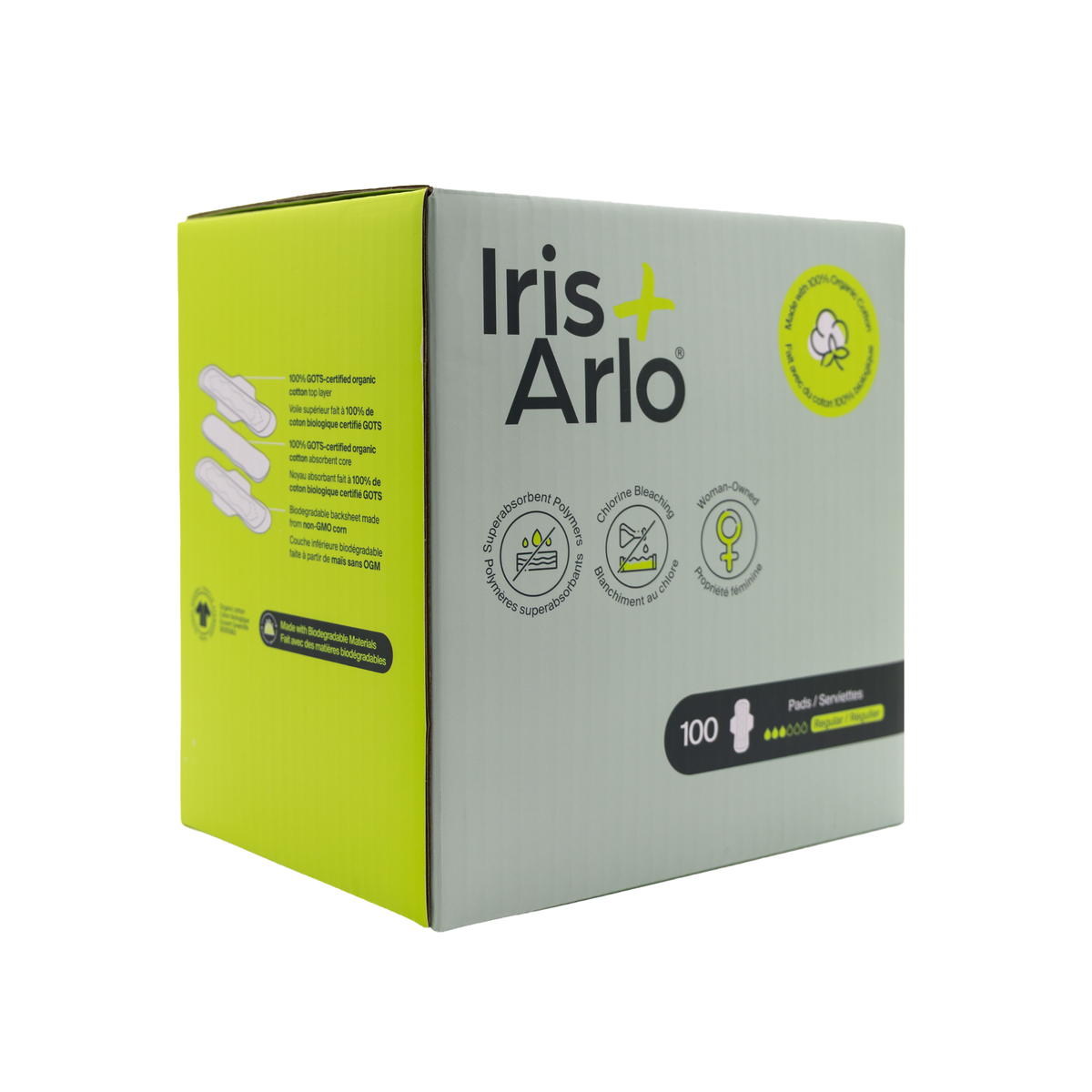 100% Organic Cotton Regular Pads - Bulk (100)