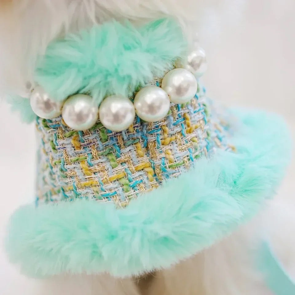 Riviera Tweed Dog Harness Set | Harness Hat and Leash Outfit