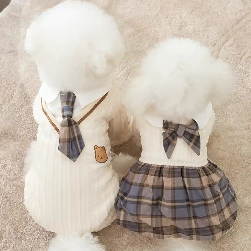 Samuel School Outfit for Dogs – Matching Dog Dress and Sweater Set