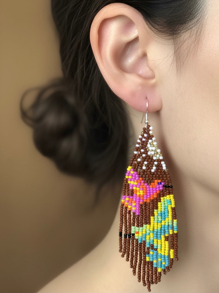 Dark brown Sky Dancer Beaded Earrings
