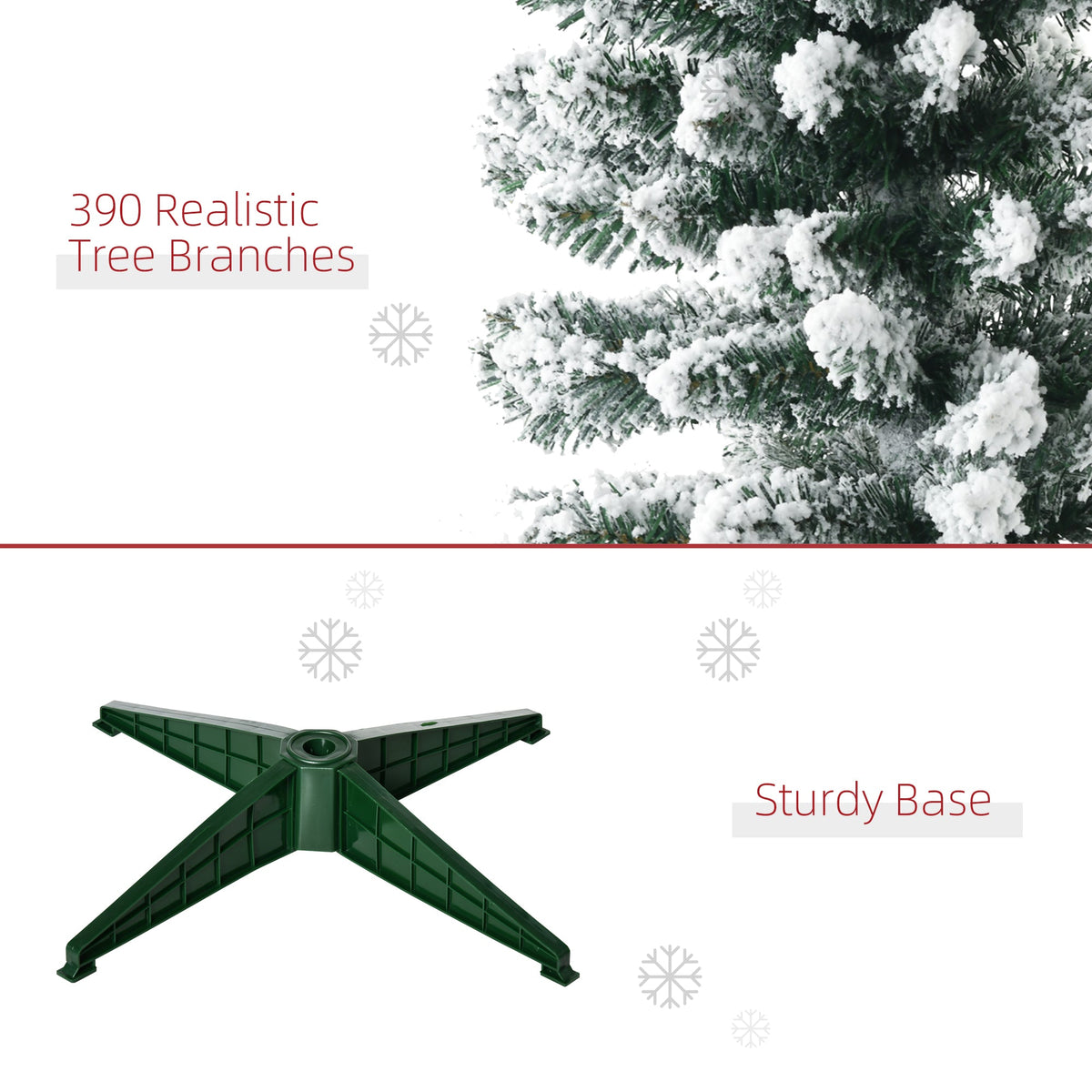 5ft Tall Pencil Artificial Christmas Tree, Holiday Décor with Snow Flocked Branches, Green