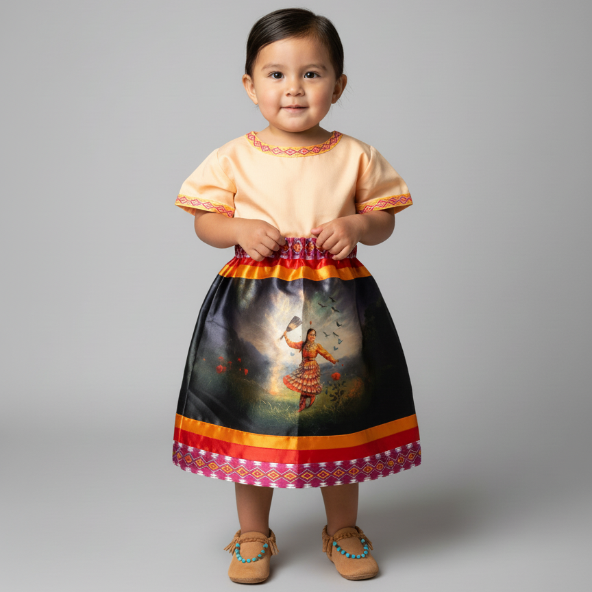 Satin Infants Dancing of Wind Ribbon Skirt