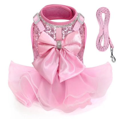 Princess Sequin Tutu Dog Harness Dress | Dog Harness Dress