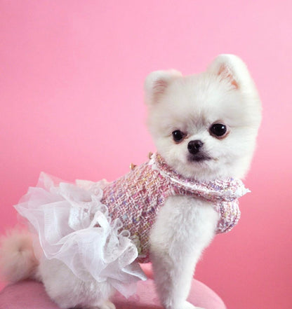 Doggy Pink Tutu Dress – Plaid Dress with White Tutu for Dogs