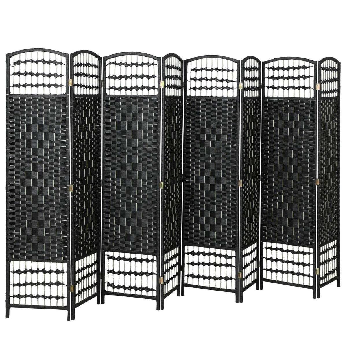 4 Panel Folding Room Divider, Portable Privacy Screen, Wave Fiber Room Partition for Home Office, Black