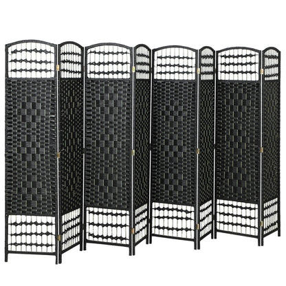 4 Panel Folding Room Divider, Portable Privacy Screen, Wave Fiber Room Partition for Home Office, Black