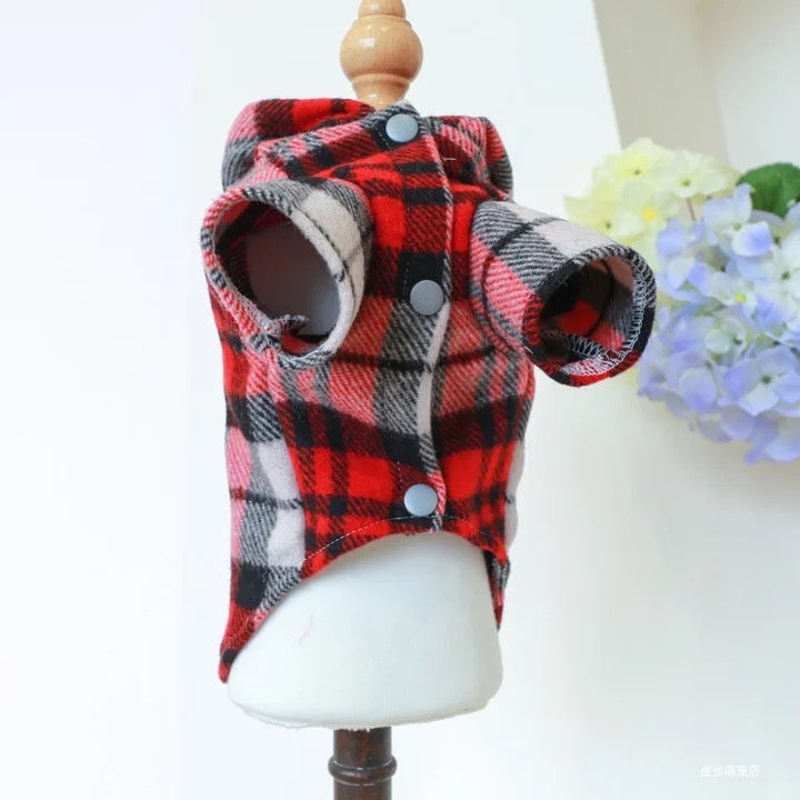 Dog Plaid Coat | Valentine Hoodie Dog Coat