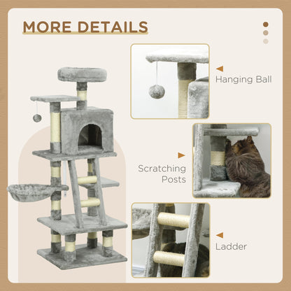 52 Inch Large Cat Tree for Indoor Cats, Dark Grey