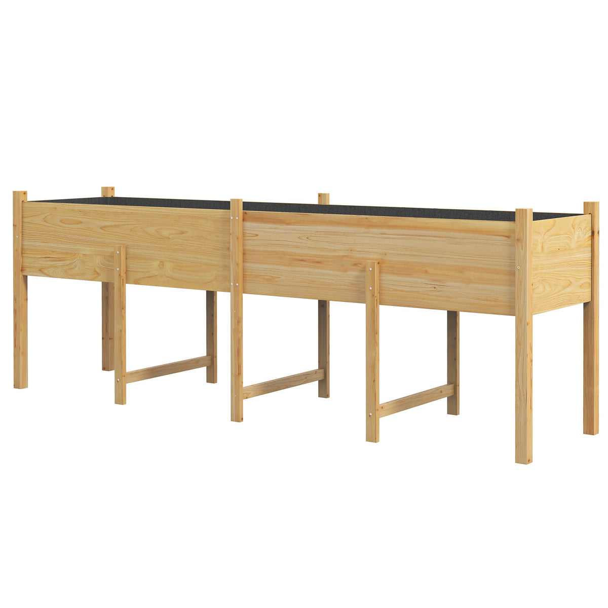 Wooden Raised Garden Bed Planter, Large Elevated Planter Box with Legs, Bed Liner and Drain Holes, Grey