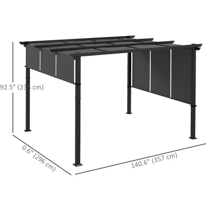 10' x 10' Metal Pergola, Outdoor Pergola with Retractable Canopy, for Garden, Patio, Backyard, Deck, Charcoal Grey